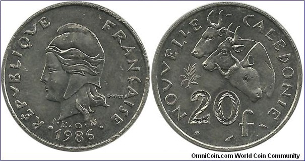 NewCaledonia 20 Francs 1986 IEOM