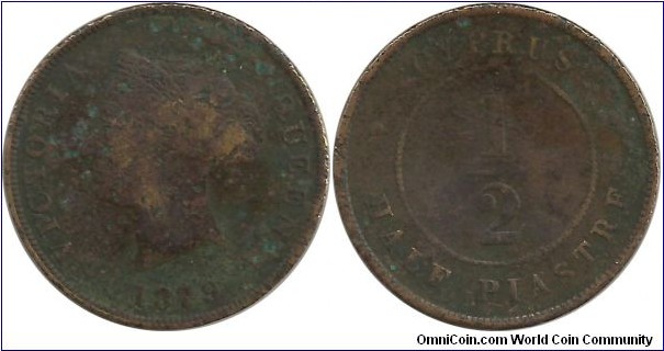 Cyprus-British ½ Piastre 1879