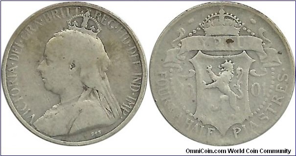 Cyprus-British 4½ Piastres 1901