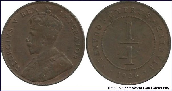 Cyprus-British ¼ Piastre 1926