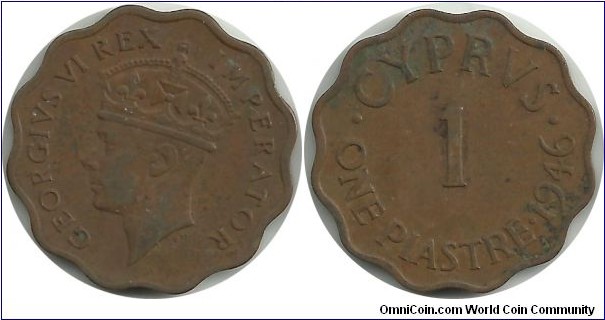 Cyprus-British 1 Piastre 1946