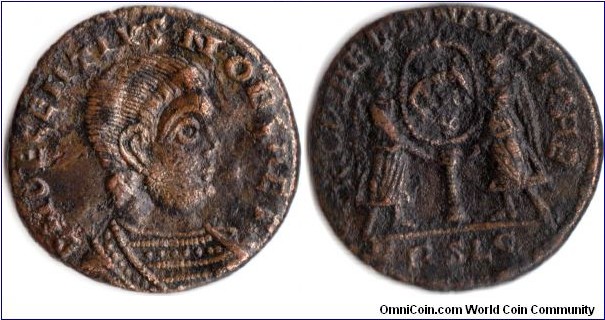Decentius (351 -3). Ae Centenionalis. Rev. two vicotories facing and holding a shield. RSLG in exergue