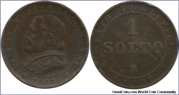 Vatican 1 Soldo 1867R