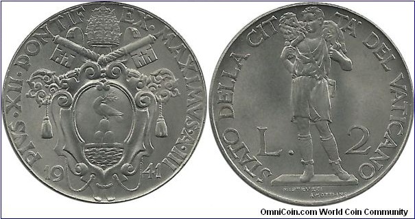 Vatican 2 Lire 1941-Fe