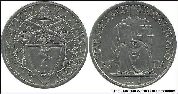 Vatican 1 Lira 1942