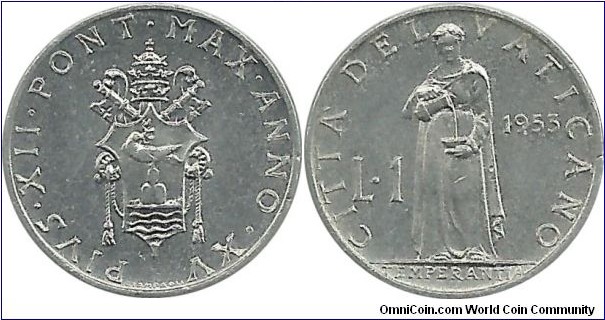 Vatican 1 Lira 1953