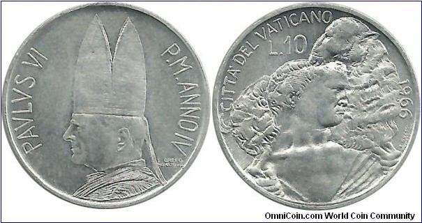 Vatican 10 Lire 1966