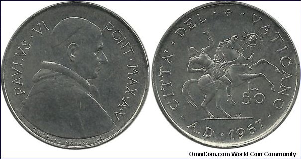 Vatican 50 Lire 1967