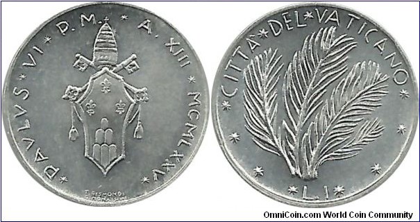 Vatican 1 Lira 1975