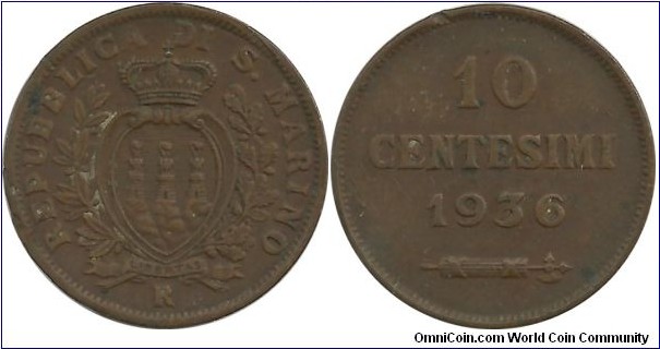 SanMarino 10 Centesimi 1936
