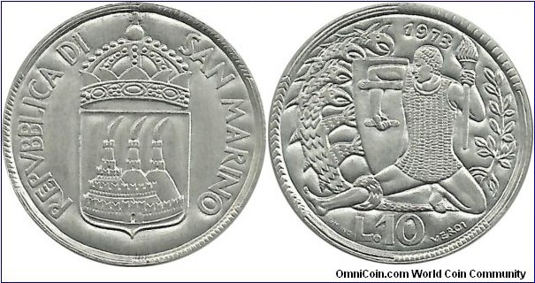 SanMarino 10 Lire 1973