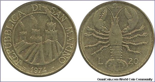 SanMarino 20 Lire 1974