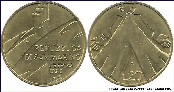 SanMarino 20 Lire 1990