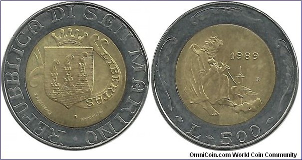 SanMarino 500 Lire 1989