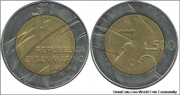 SanMarino 500 Lire 1990