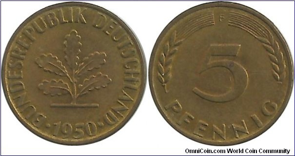 Germany-West 5 Pfennig 1950F