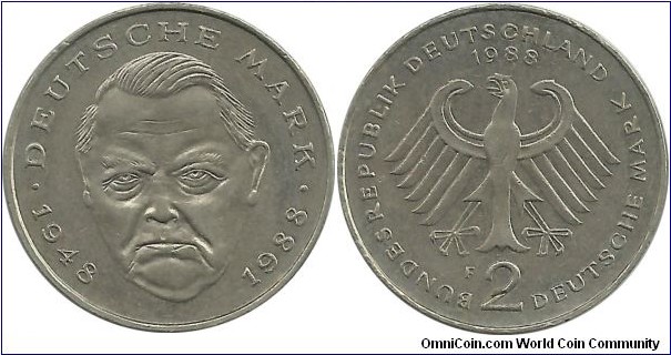 Germany-West 2 DeutscheMark 1988F - Ludwig Erhard