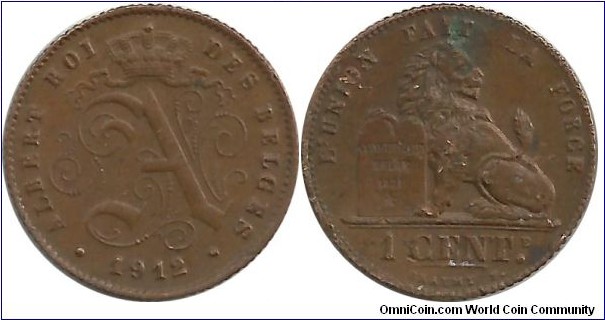 Belgium 1 Centime 1912-French