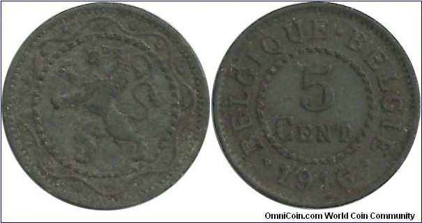 Belgium 5 Centimes 1916