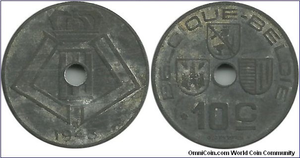 Belgium 10 Centimes 1943-Fr-Dt