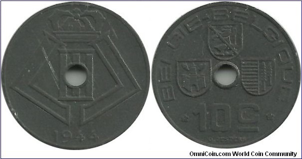 Belgium 10 Centimes 1944-Dt-Fr