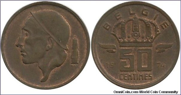 Belgium 50 Centimes 1974-Dutch