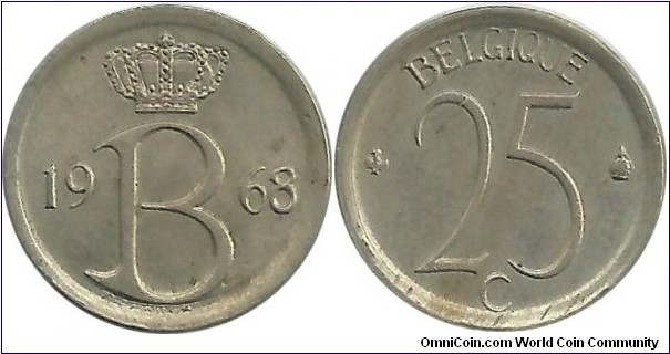 Belgium 25 Centimes 1963-French