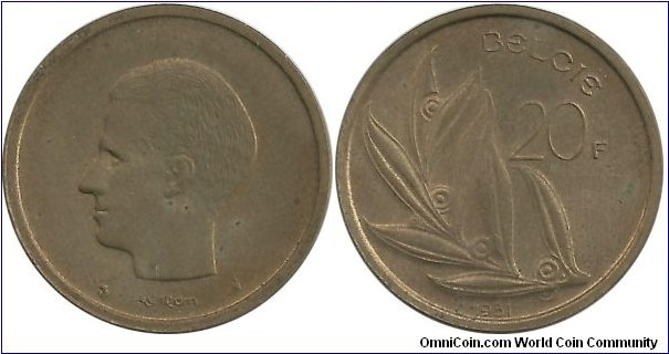 Belgium 20 Francs 1981-Dutch