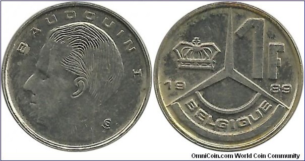 Belgium 1 Franc 1989-French