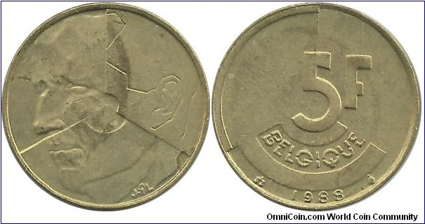 Belgium 5 Francs 1988-French
