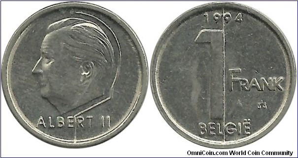 Belgium 1 Franc 1994-Dutch
