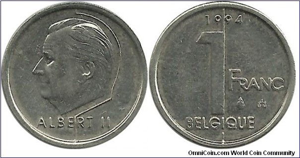 Belgium 1 Franc 1994-French