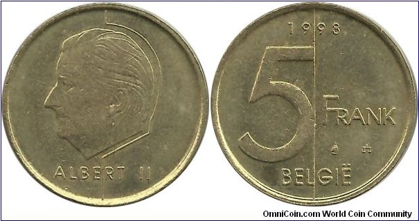 Belgium 5 Francs 1998-Dutch