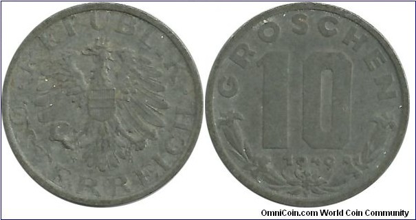 Austria 10 Groschen 1949