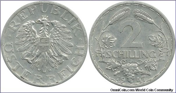 Austria 2 Schilling 1947