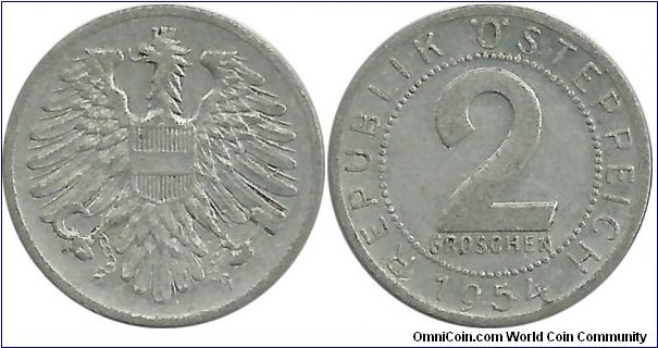 Austria 2 Groschen 1954