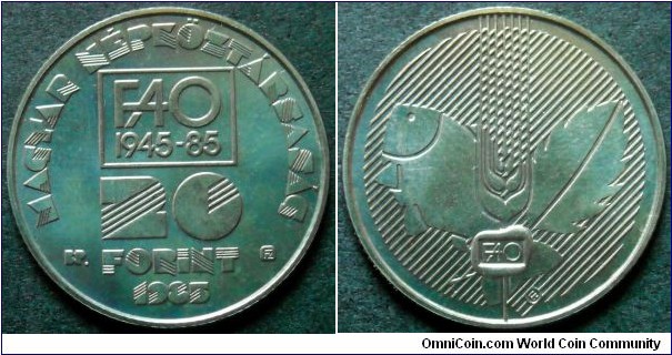 Hungary 20 forint.
1985, 40th Anniversary of F.A.O.