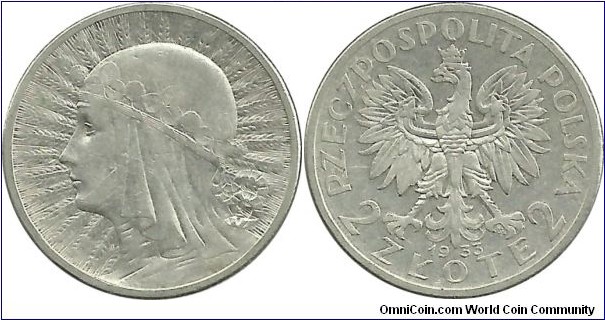 Poland 2 Zlote 1933 - Queen Jadwiga (1373-1399) 