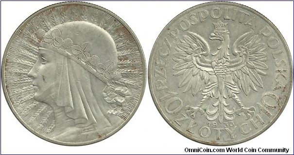 Poland 10 Zlotych 1935 - Queen Jadwiga (1373-1399)
