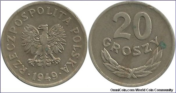 Poland 20 Groszy 1949(Ni)