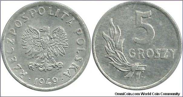 Poland 5 Groszy 1949(Al)