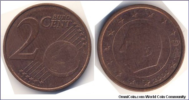 2 Euro Cent (European Union - Kingdom of Belgium / King Albert II // Copper plated steel) 