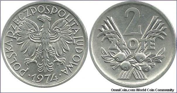 Poland 2 Zlote 1974