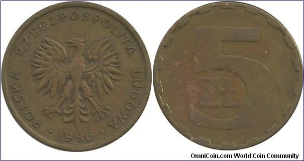 Poland 5 Zlotych 1986