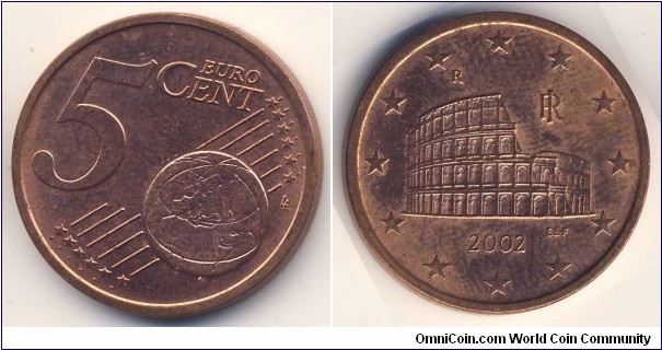 5 Euro Cent (European Union - Italian Republic // Copper plated steel) 