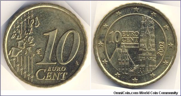 10 Euro Cent (European Union - 2nd Republic of Austria // Nordic Gold)