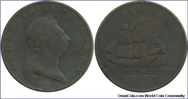 Bermuda 1 Penny 1793-George III