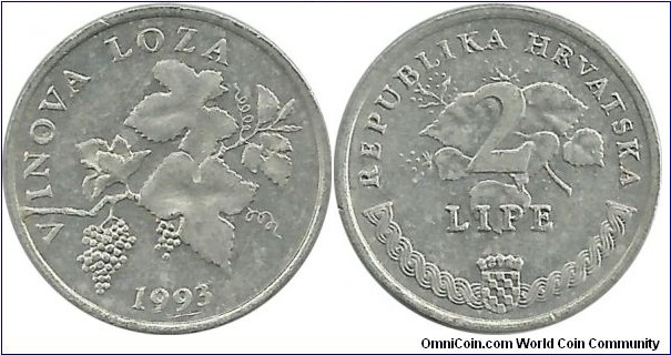 Croatia 2 Lipe 1993 - Croatian - Vinova Loza (Grapevine)