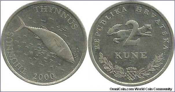 Croatia 2 Kune 2000 - Latin - Thunnus Thynnus(Tuna Fish)