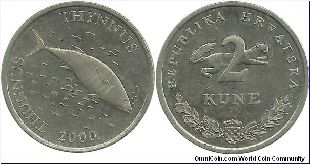 Croatia 2 Kune 2000 - Latin - Thunnus Thynnus(Tuna Fish)